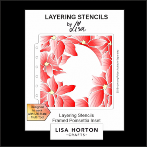 framed poinsettia inset layering stencil - by lisa horton LHCAS125